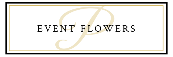 Elegant “Event Flowers” logo with black text and a gold script initial on a cream background.