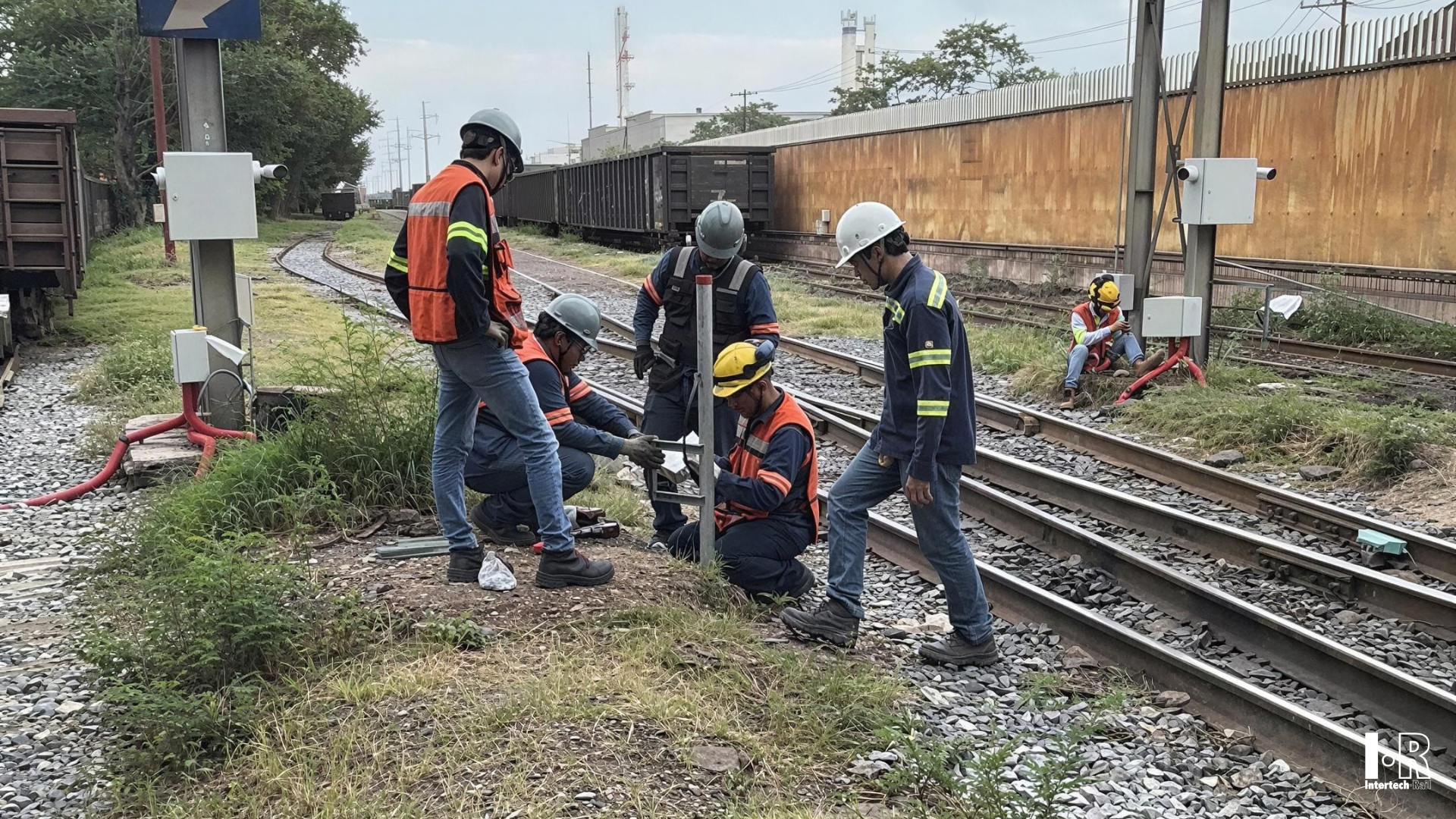 AEI system installation at trackside rail station