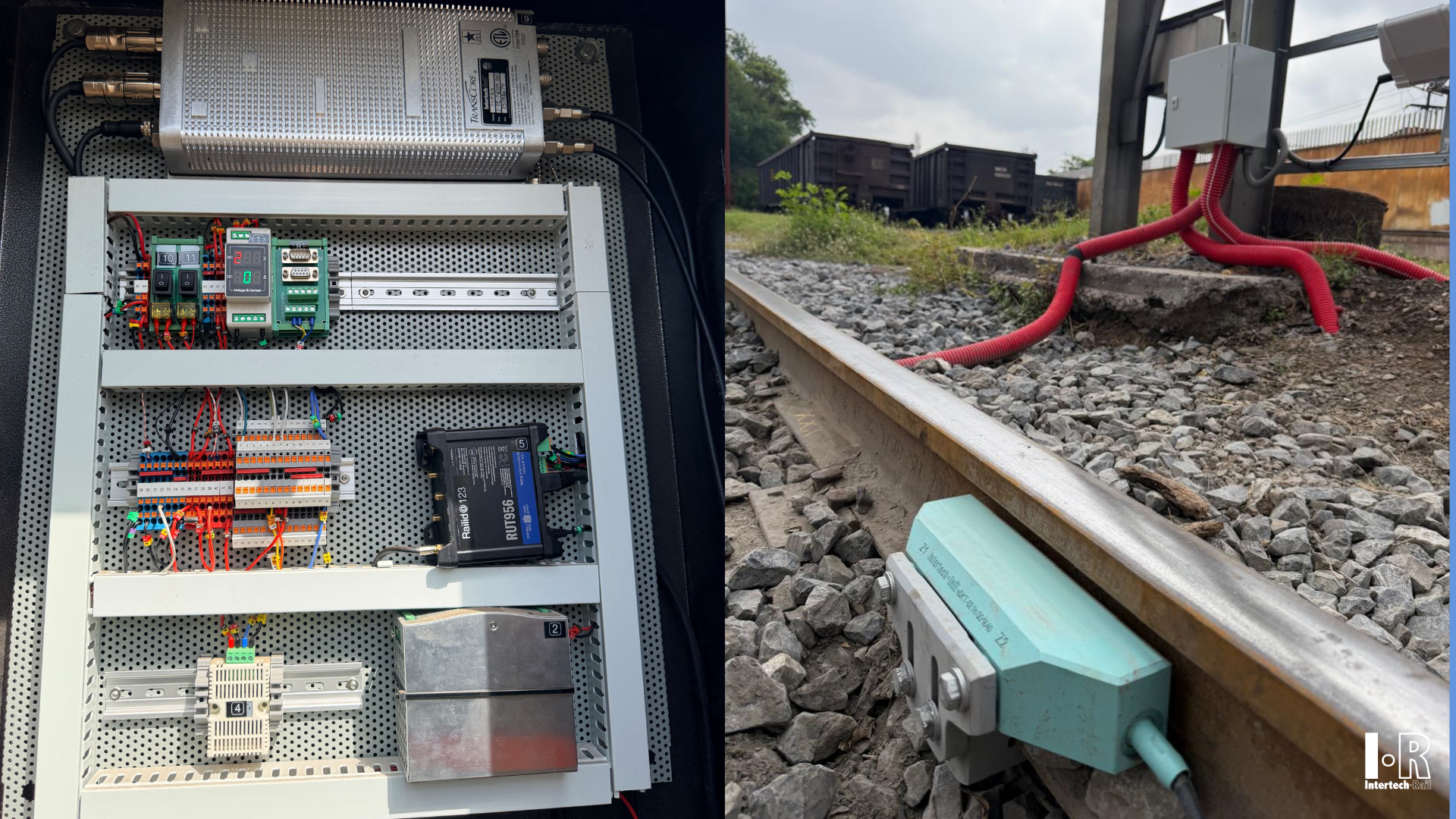 Rail-ID ARK enclosure and wheel sensor installed trackside for AEI system
