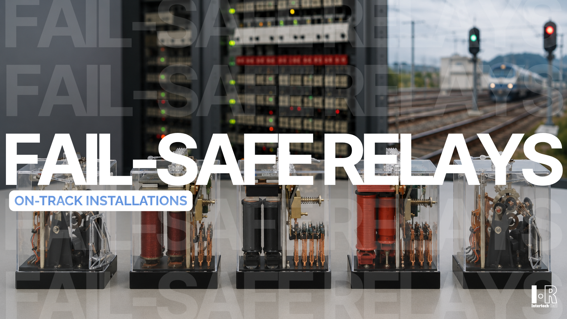 Fail-safe relays for on-track installations with railway signal and relay cabinet collage