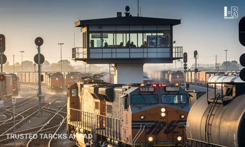 Freight rail yard with real-time visibility system monitoring railcar dwell time and congestion