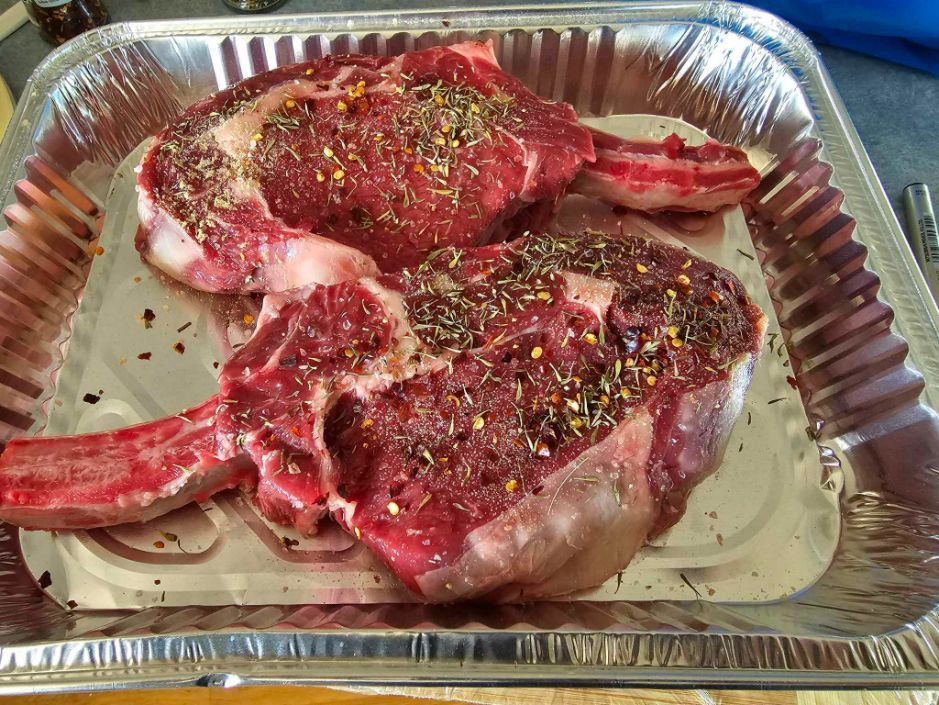 Two Large Steaks in a Tin Foil Container — Coastal Meats in Yeppoon, QLD