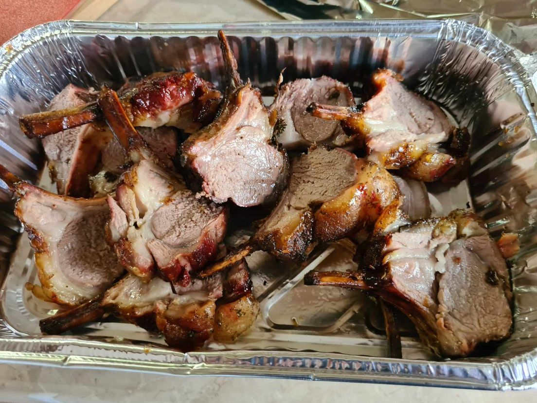 Aluminium Foil Container Filled with Lamb Chops on Skewers — Coastal Meats in Yeppoon, QLD