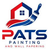 ats Painting and Wallpapering logo with red and blue house and paintbrush icon