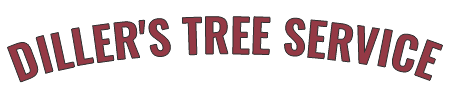 Diller's Tree Service logo in maroon arched text.