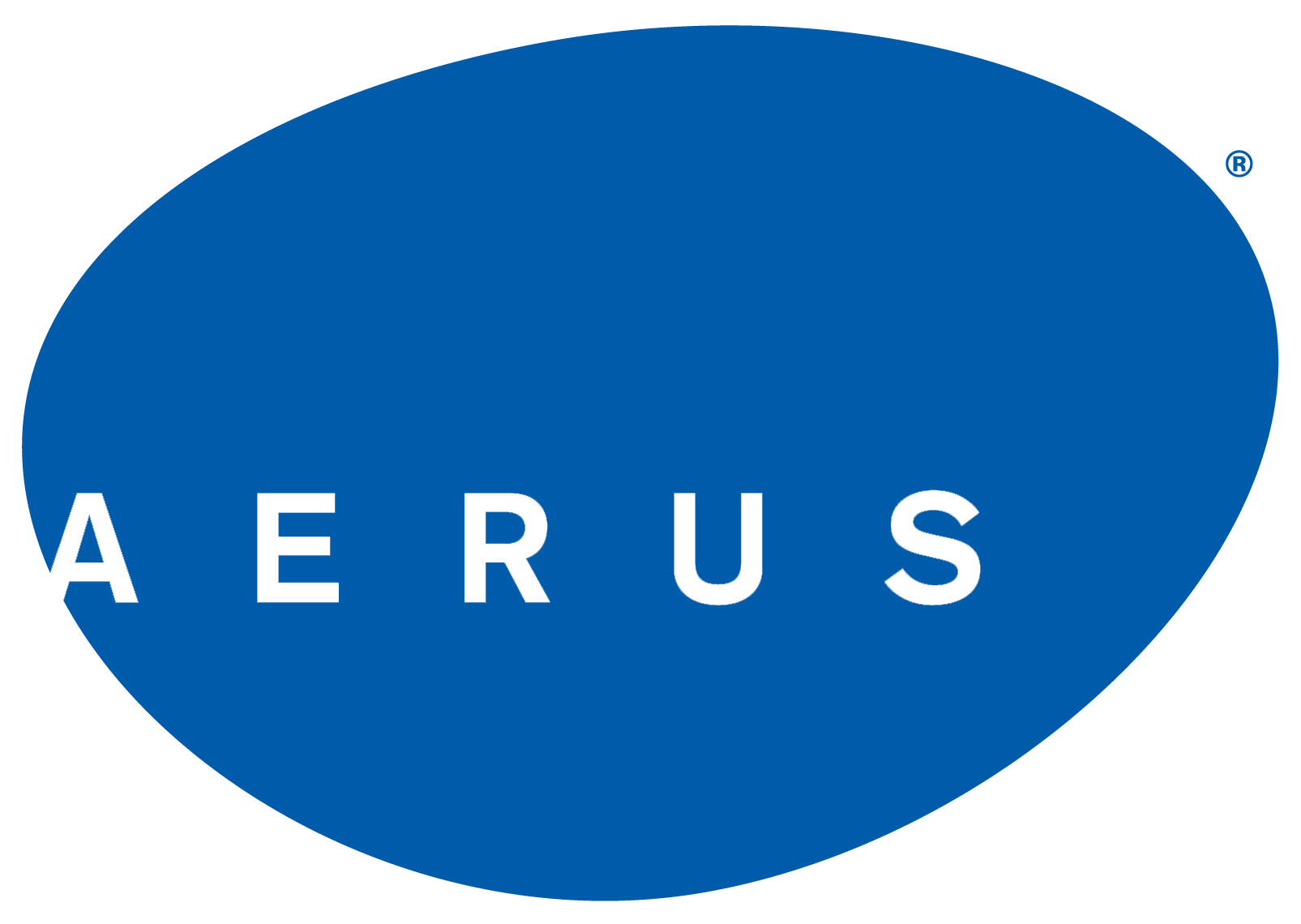 Aerus logo: blue oval with white lettering