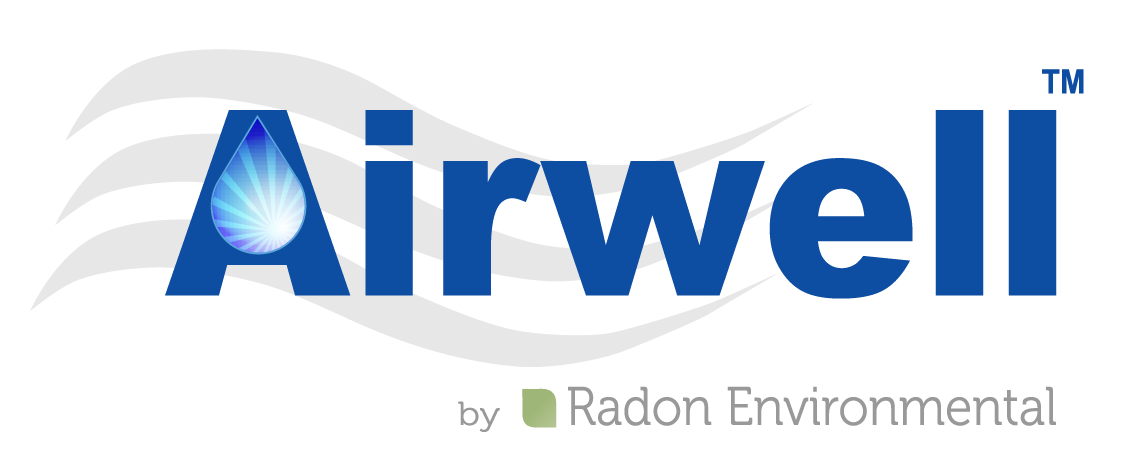 Airwell logo in blue with white swoosh, by Radon Environmental