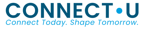 CONNECT-U logo with teal text and tagline “Connect Today. Shape Tomorrow.”