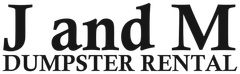 A black and white logo for ja and m dumpster rental
