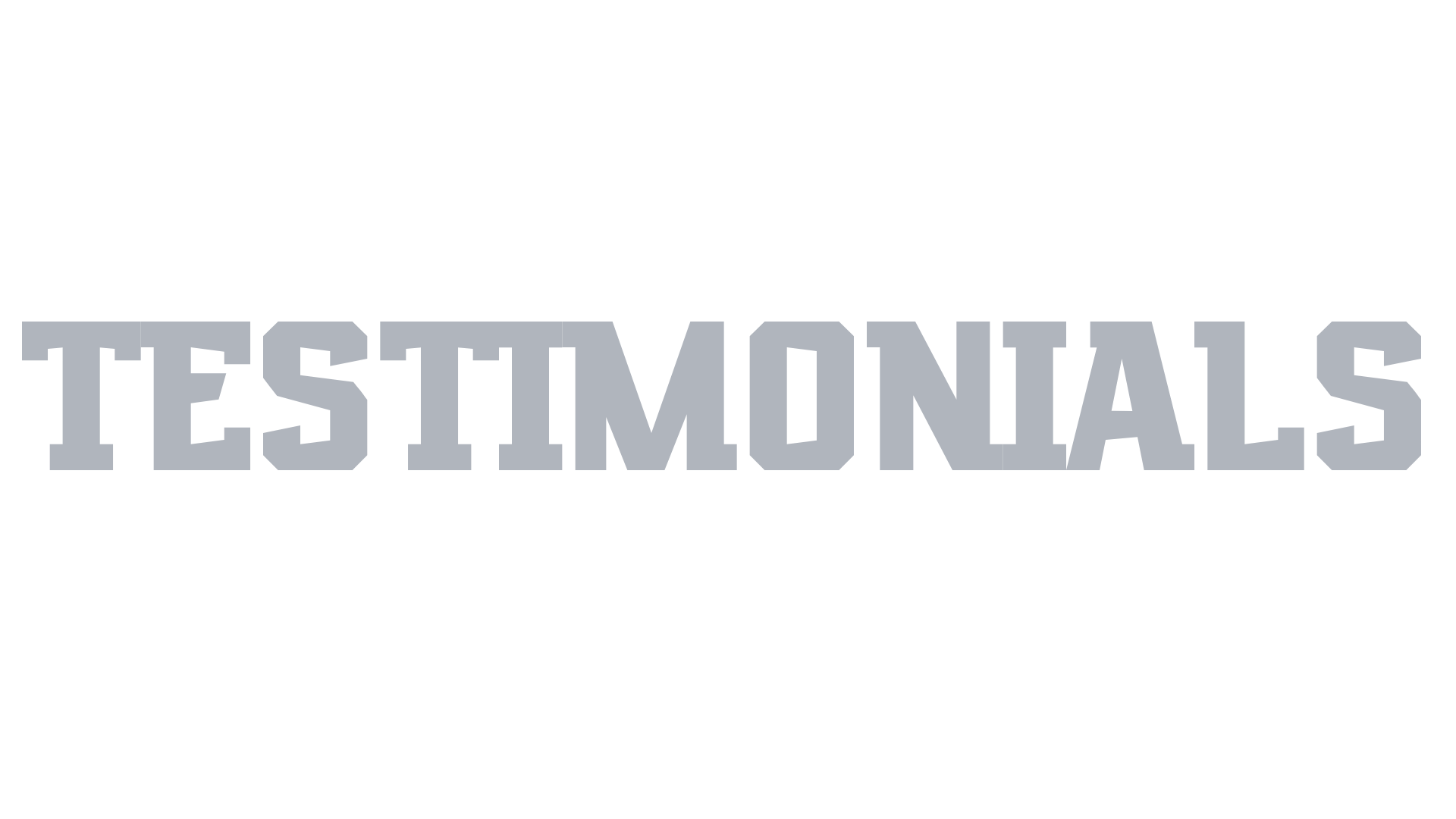 The word testimonials is on a white background.