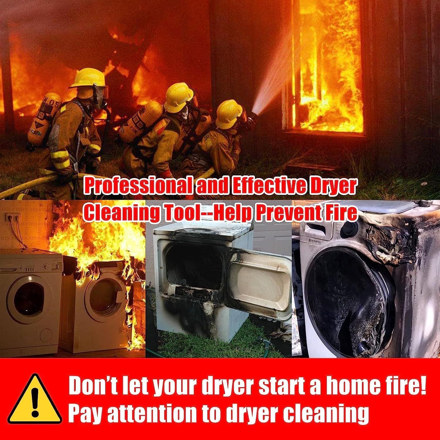 A vacuum cleaner is being used to clean a dryer vent.