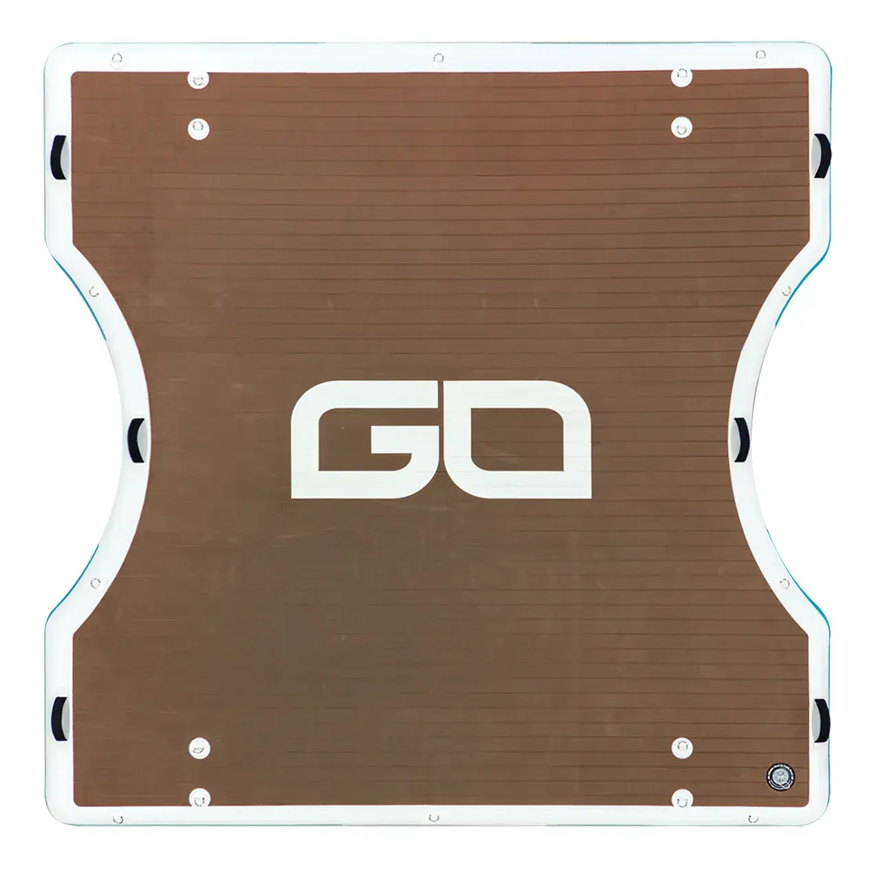 Inflatable dock  with the word go on it