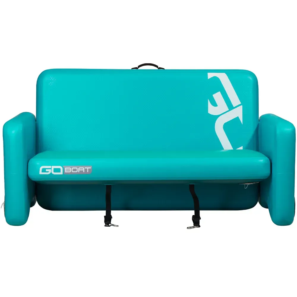 A black and blue device that says go boat on it