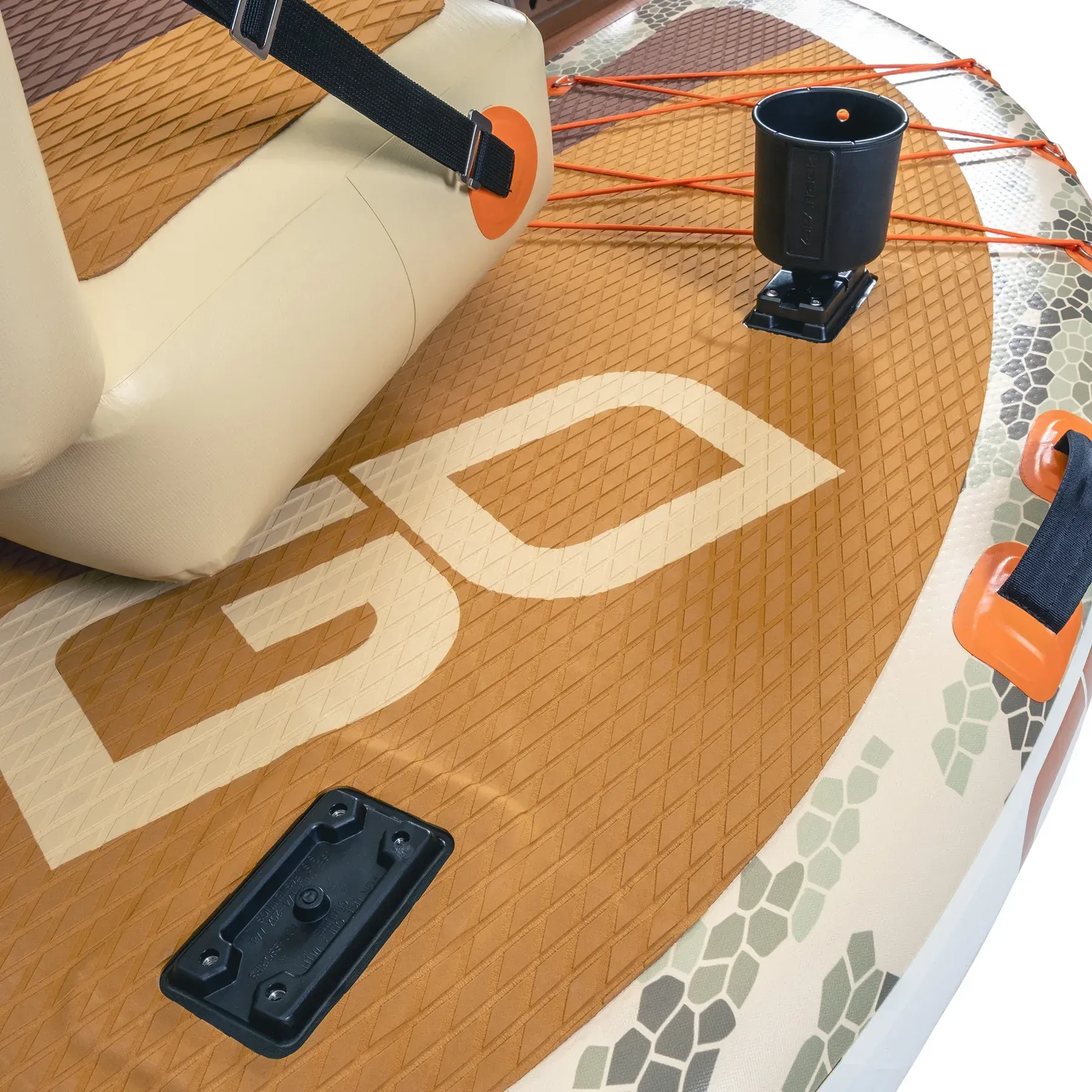A paddle board with the letter d on it