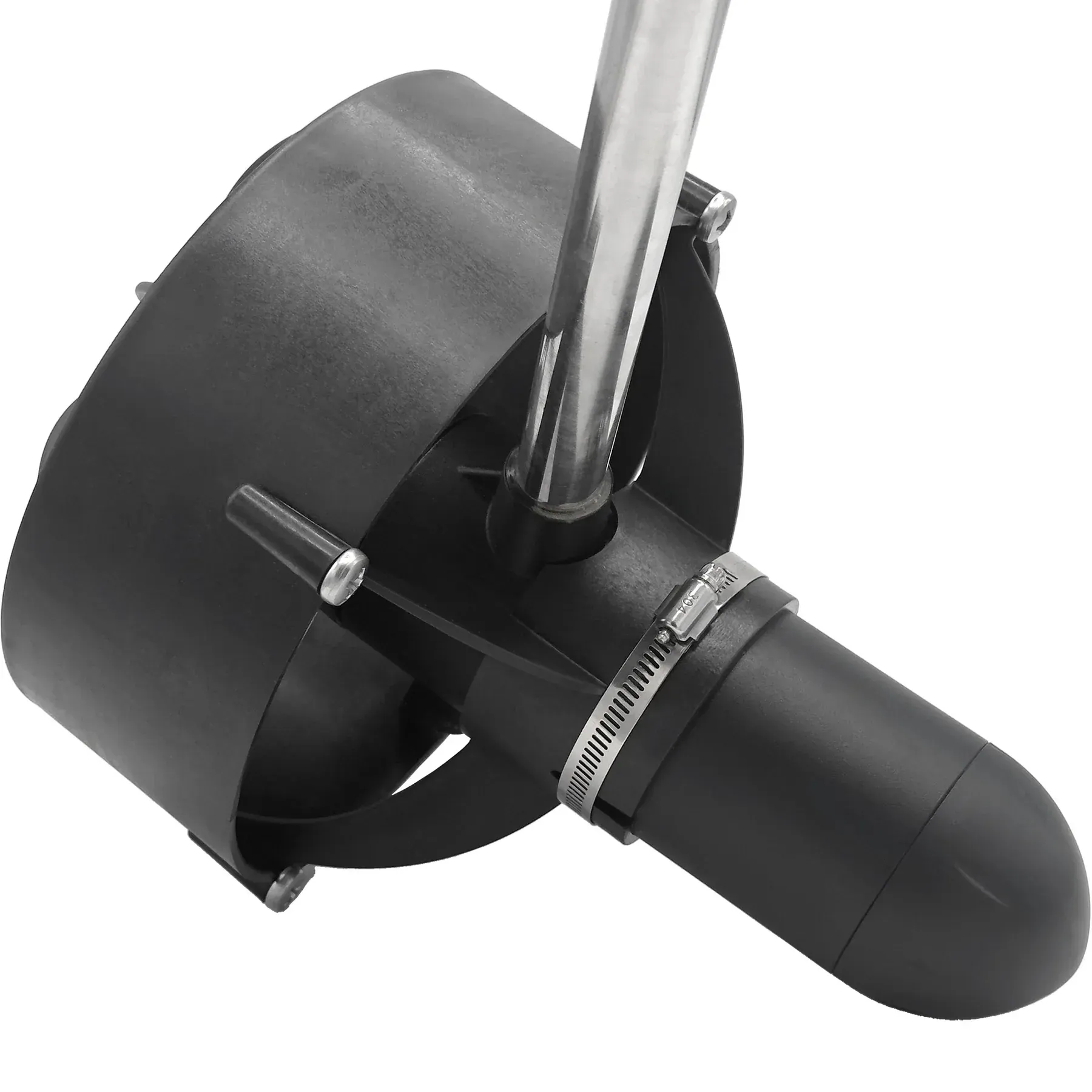 A black object with a metal pipe attached to it