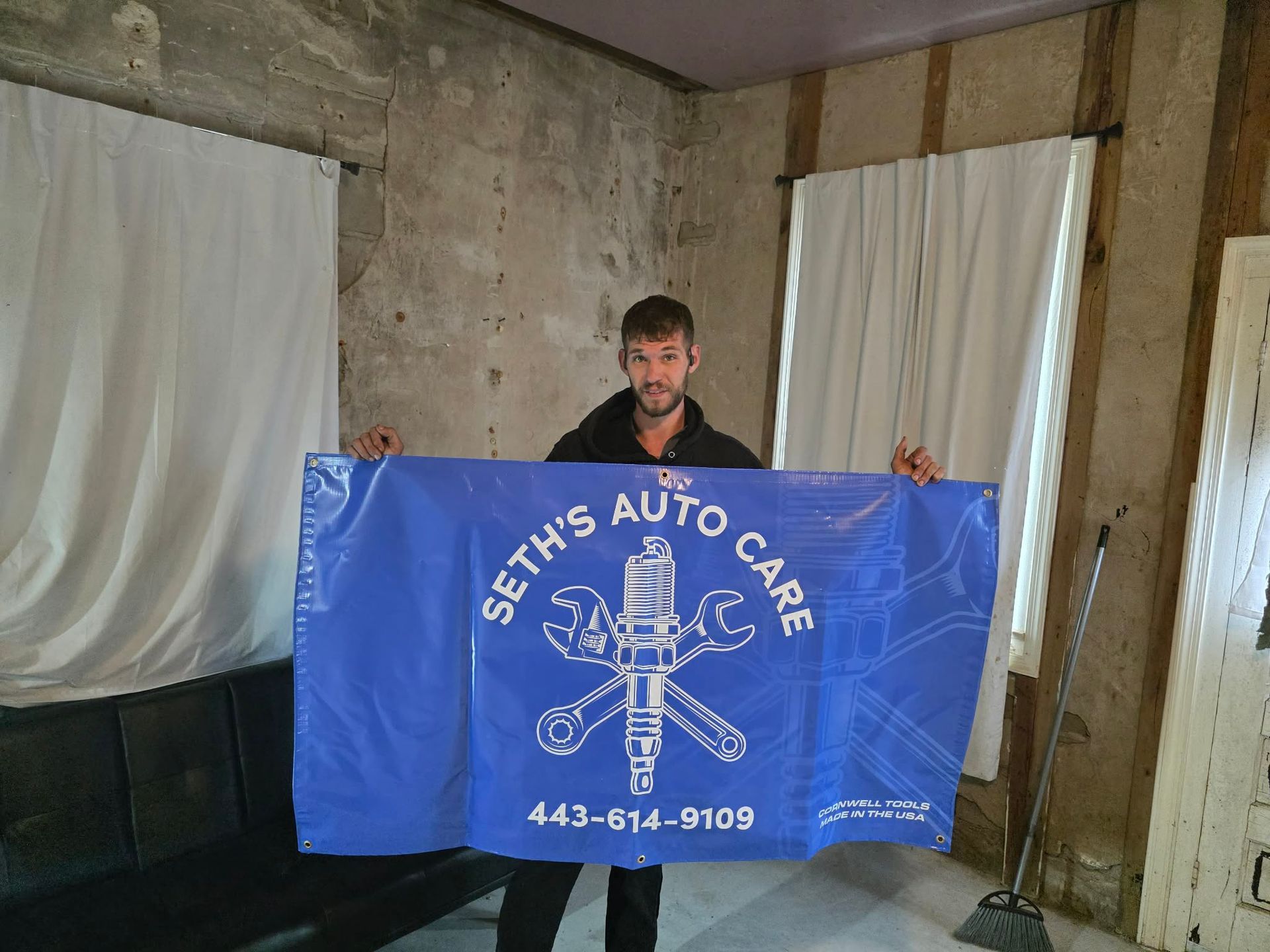 Man holding a blue 