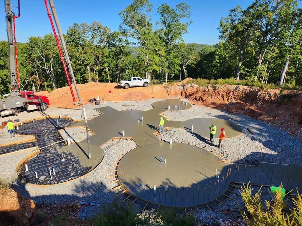 Concrete pour of dome home foundations by expert concrete contractors