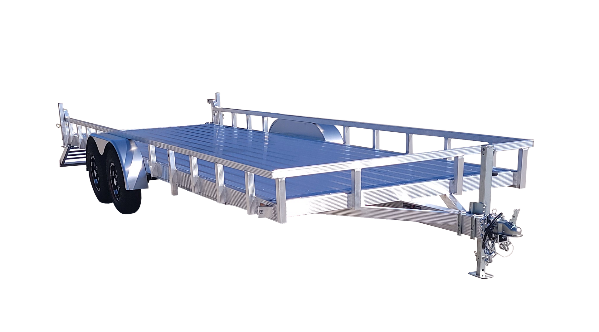 large aluminum trailer with side rails