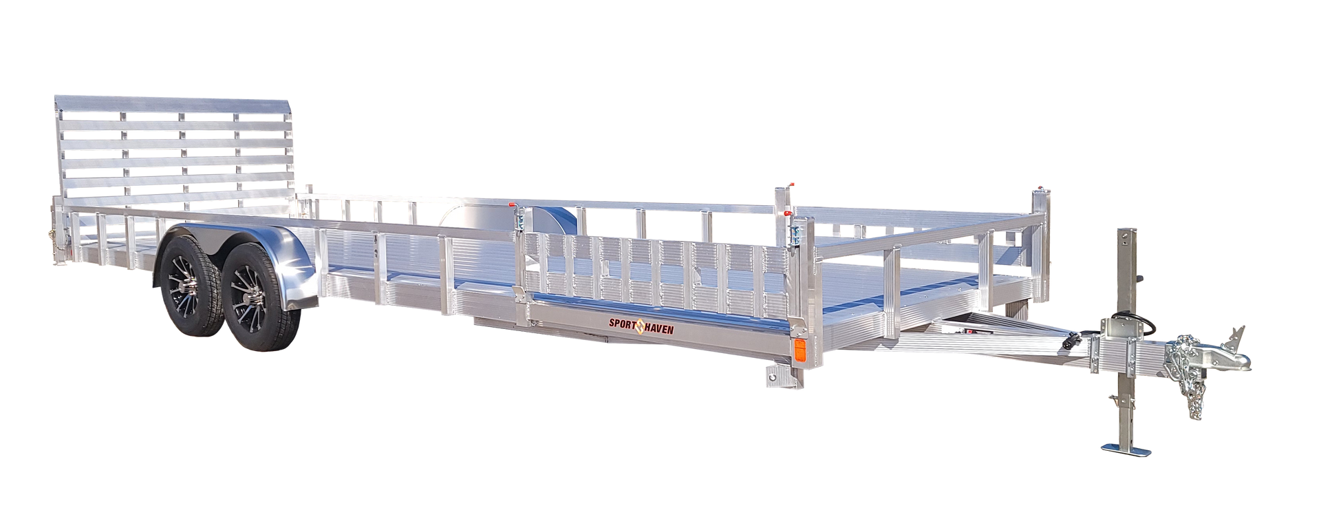 side load tandem aluminum utility trailer