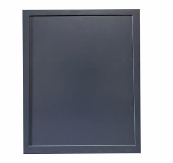 Dark gray square chalkboard with a wooden frame.