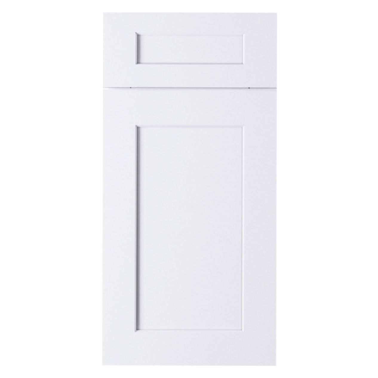 White kitchen cabinet door with a raised panel design.