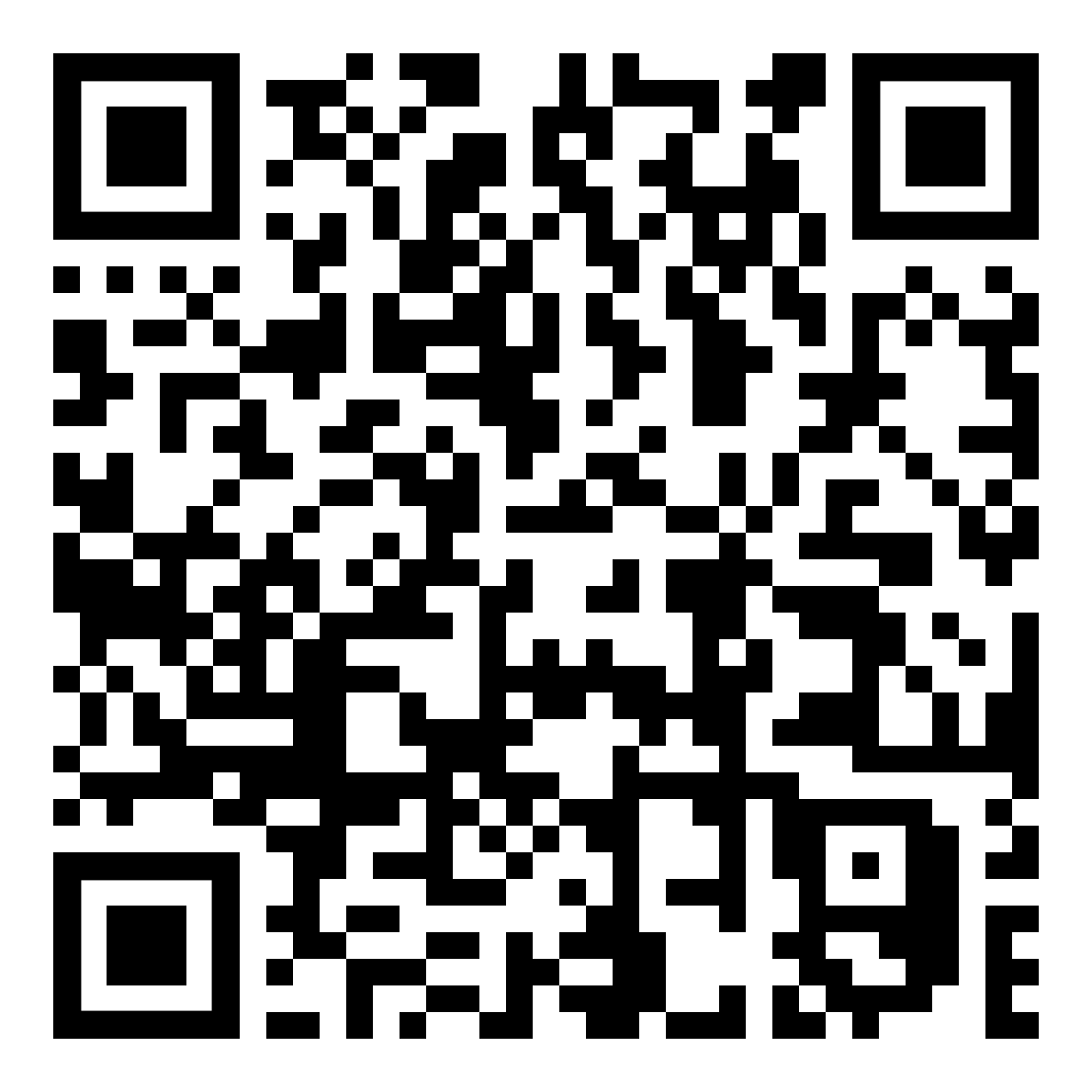 QR code with black and white squares.