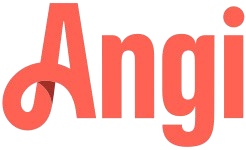 Red Angi logo in stylized lowercase lettering on a white background