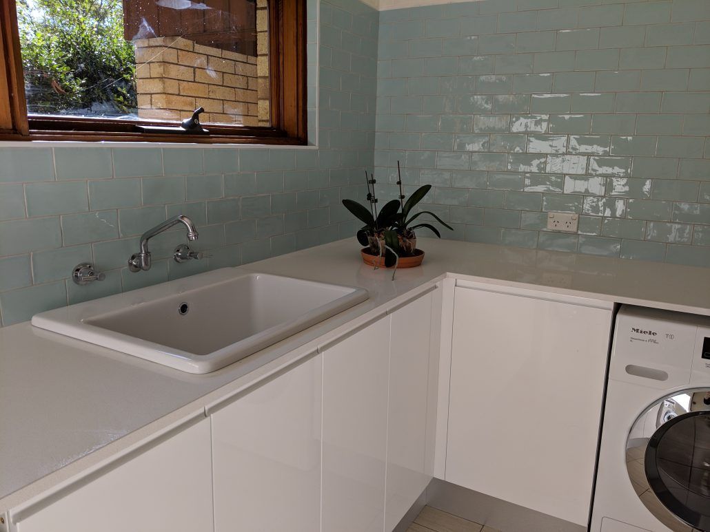 Laundry Room With Washing Machine And Laundry Sink — Lake Macquarie Designer Kitchens In Morisset, NSW