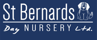 St Bernards Day Nursery Ltd - Logo St Bernards Day Nursery Ltd. logo on a dark blue background with white text and a small bear icon