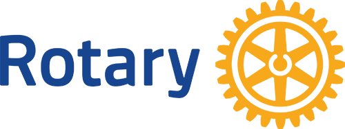 Rotary logo: Blue text 