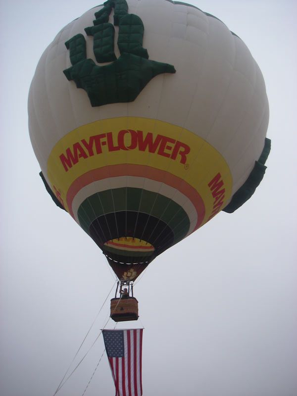A Mayflower Hot Air Balloon is Flying in the Sky | San Rafael, CA | Earl Farnsworth Express