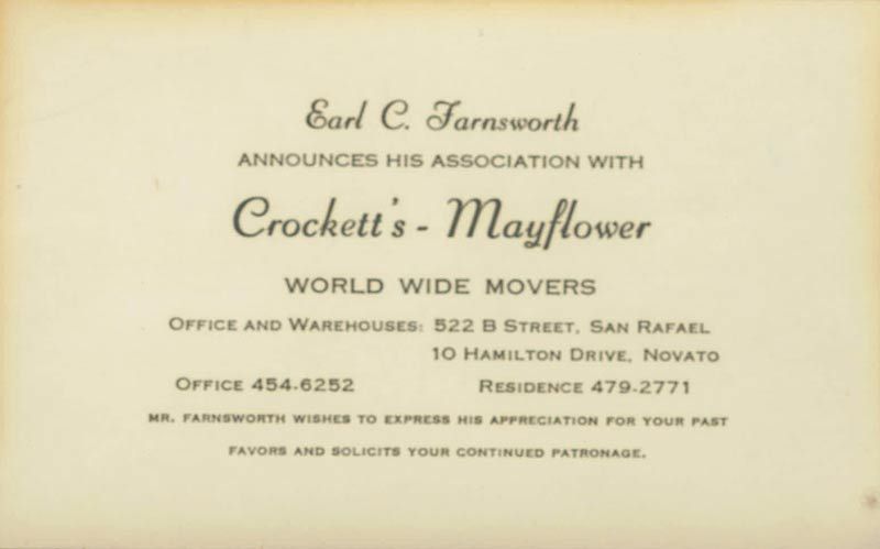 Earl Farmworth Announces His Association With Crockett's Mayflower World Wide Movers | San Rafael, CA 