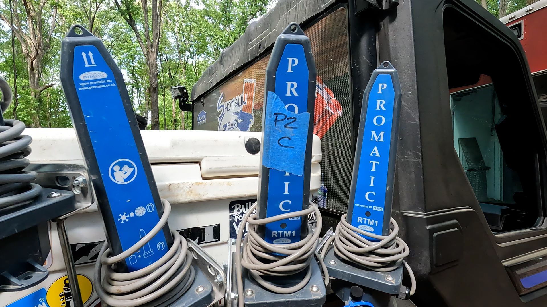 Promatic receivers in the back of a truck bed