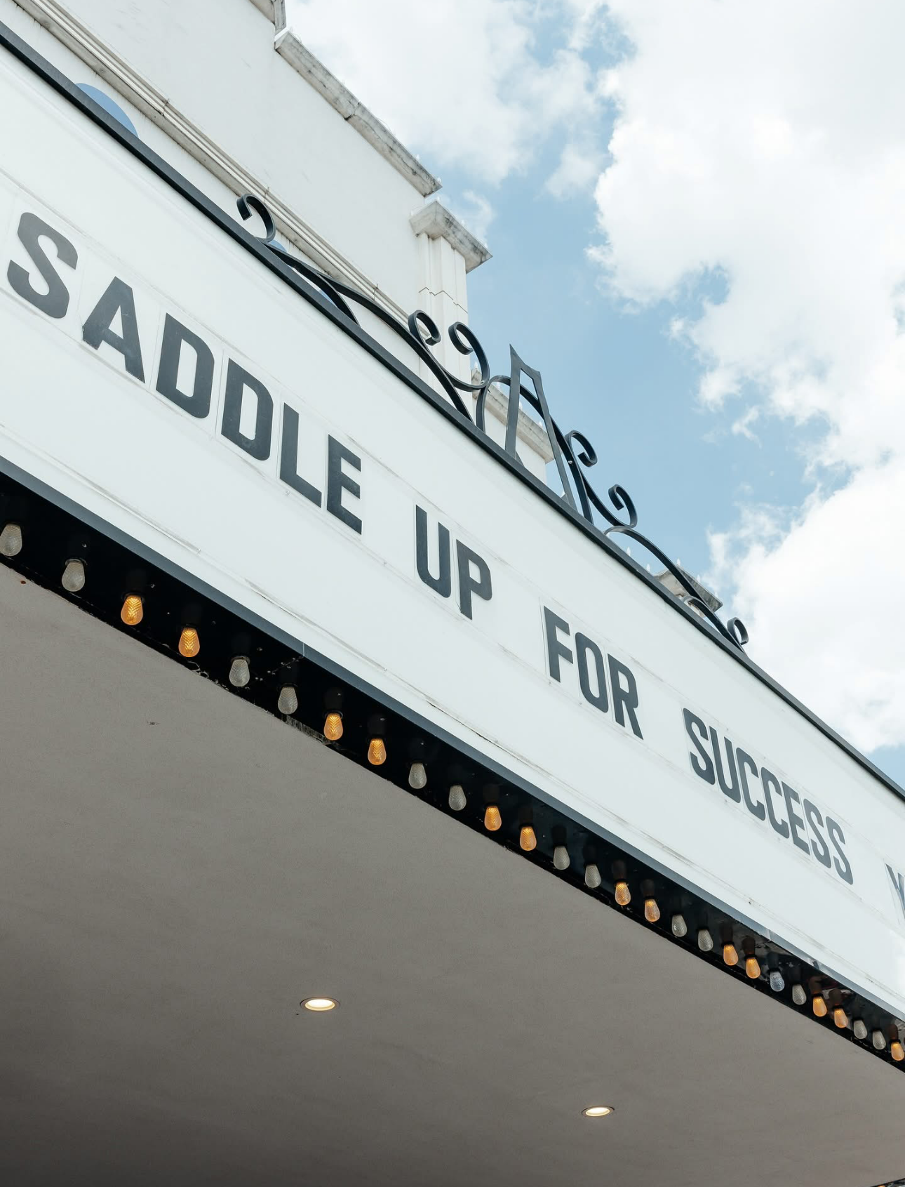 White marquee with the phrase 