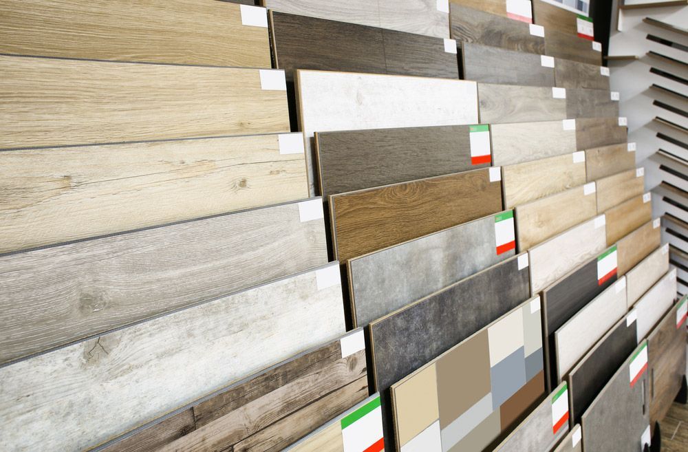 A Display Of Different Types Of Wooden Flooring In A Store — Queanbeyan Carpets in Queanbeyan, NSW