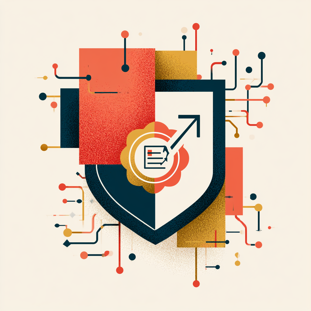 Professional minimalist illustration for a blog post about ISO 42001 AI governance certification as 
