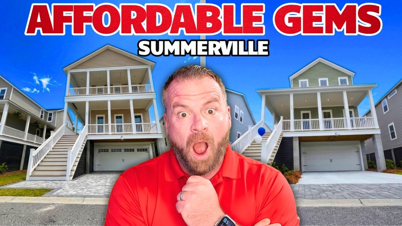 Man in red shirt posing in front of a luxury house with “AFFORDABLE GEMS SUMMERVILLE” text above