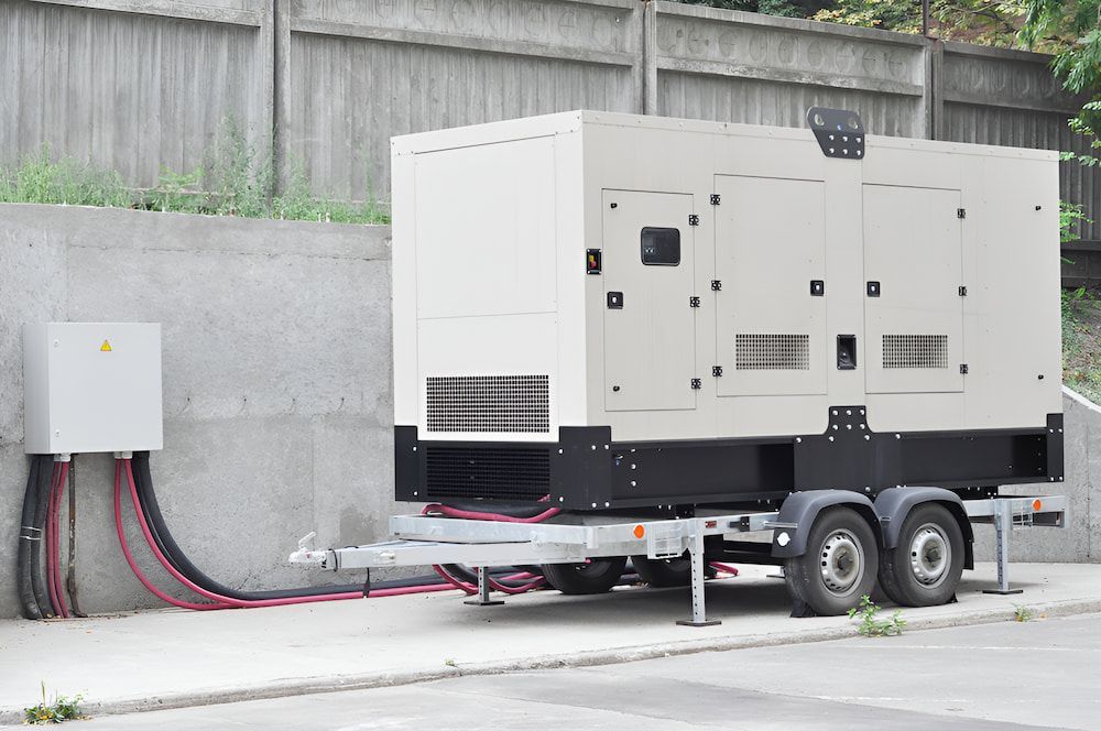 A Generator On A Trailer Is Parked On The Side Of The Road — Joy Hire Compressor Hire & Maintenance in Paget, QLD