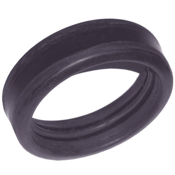 A black rubber ring on a white background