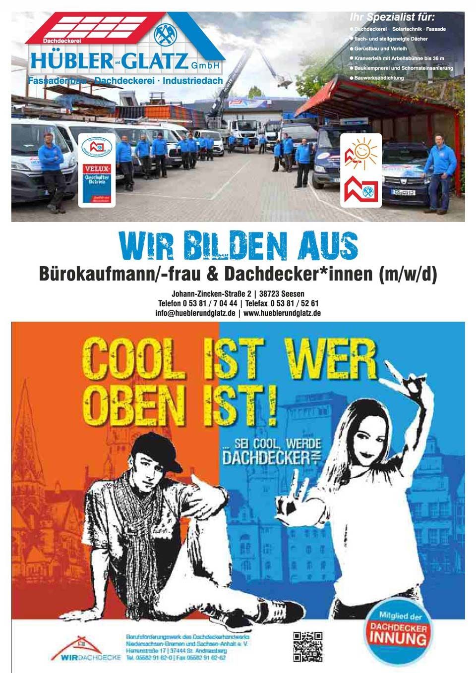 Ausbildung bei Dachdeckerei Hübler und Glatz GmbH als Bürokaufmann/-frau & Dachdecker*innen (m/w/d)