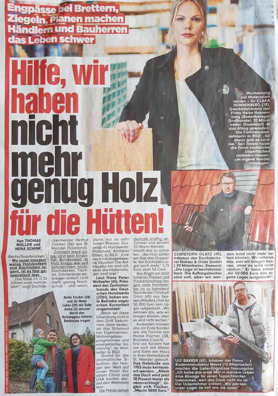 Zeitungsartikel vom 11.03.21 „Hilfe, wir haben nicht mehr genug Holz für die Hütten“