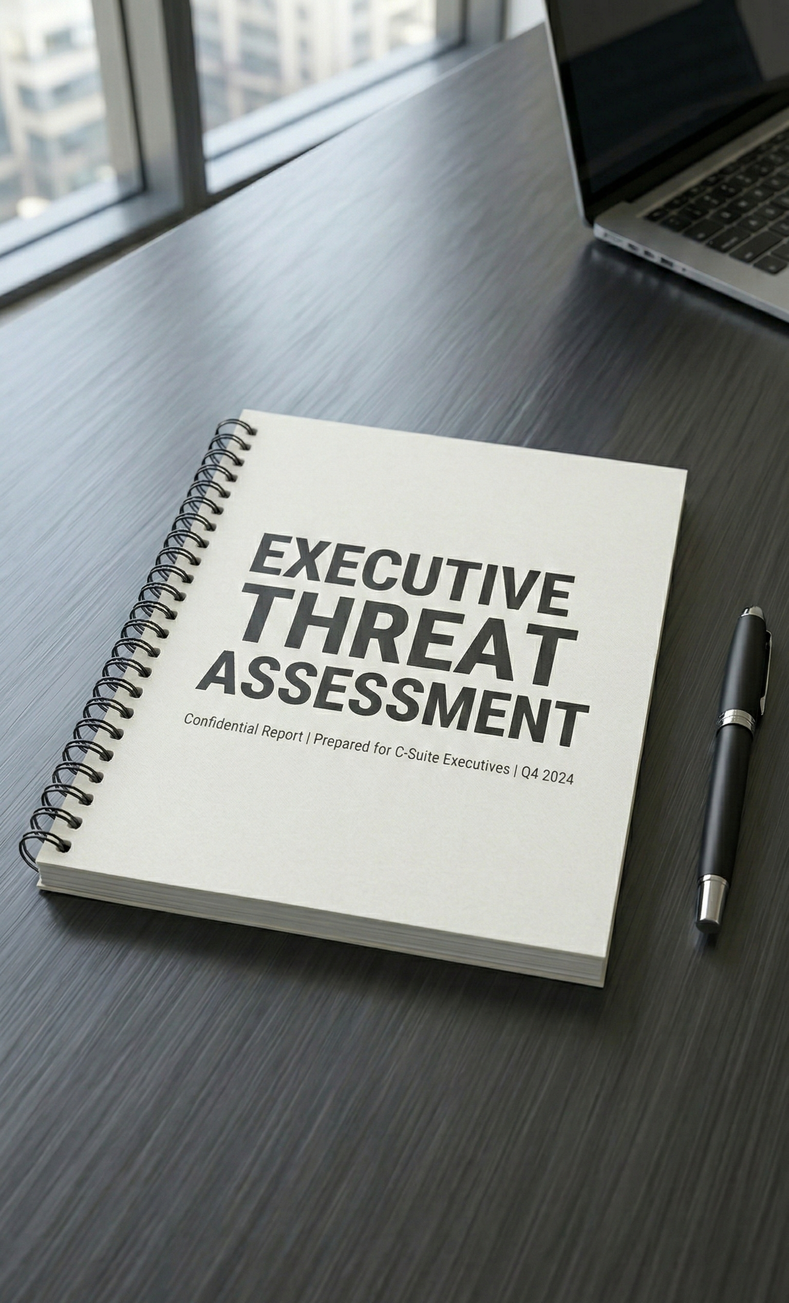 A spiral-bound notebook labeled 