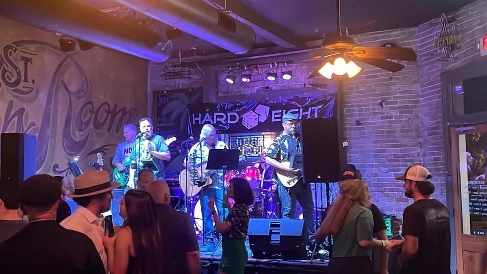 Band playing on stage at 