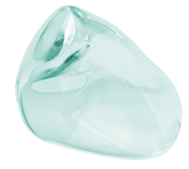Translucent pale mint-green polished gemstone on a white background