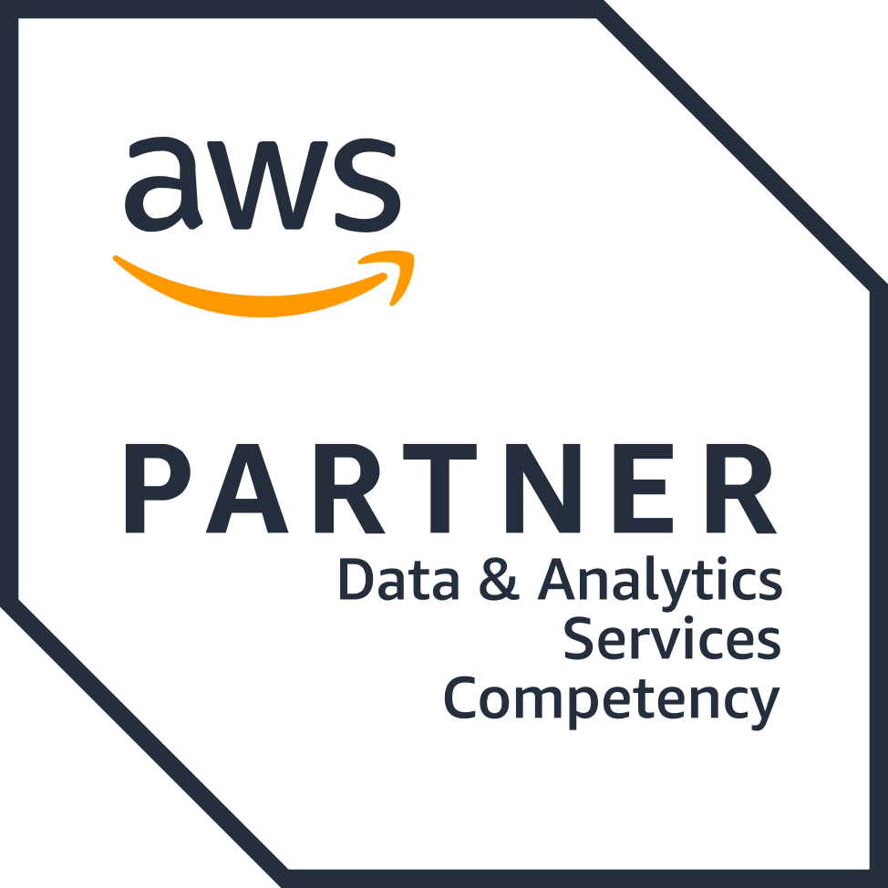AWS Partner badge for Data & Analytics Services Competency. Features AWS logo and 