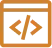 Code icon: a golden-brown browser window with HTML tags.