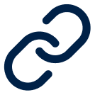 Blue chain link icon on a white background