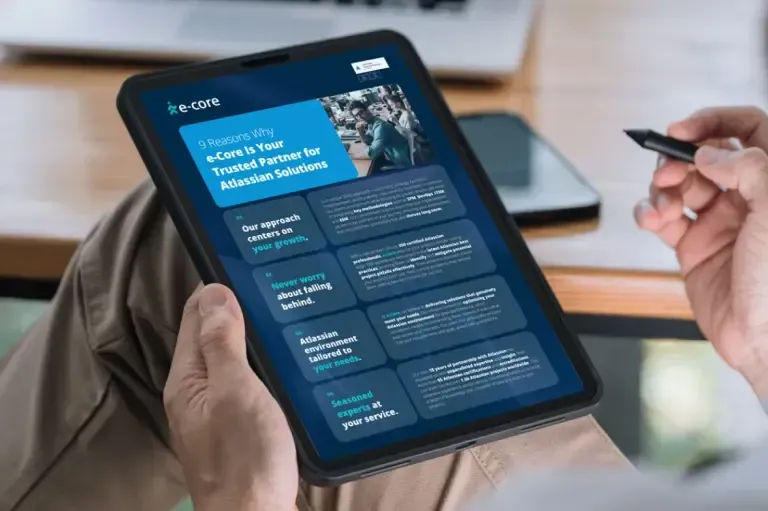 Person holding a tablet displaying a webpage on improving infrastructure; a stylus is held in the other hand.