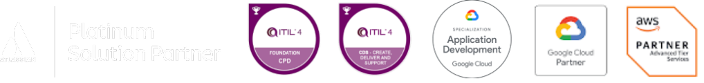 Logos for TUV, AWS, and Google Cloud Platform.