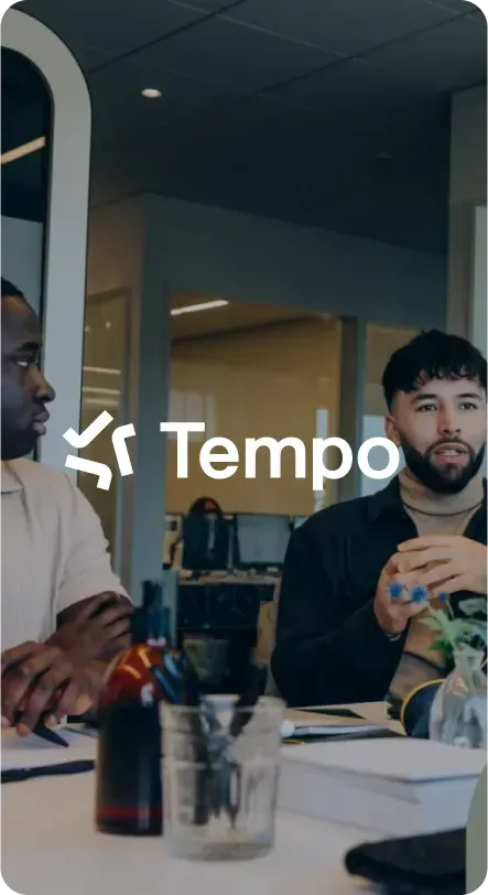People in a meeting, Tempo logo overlayed.